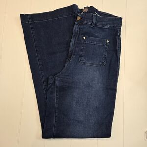 DL1961 Hepburn Wide Leg Ultimate Knit Jeans Women's Size 29 Stretch Dark Wash